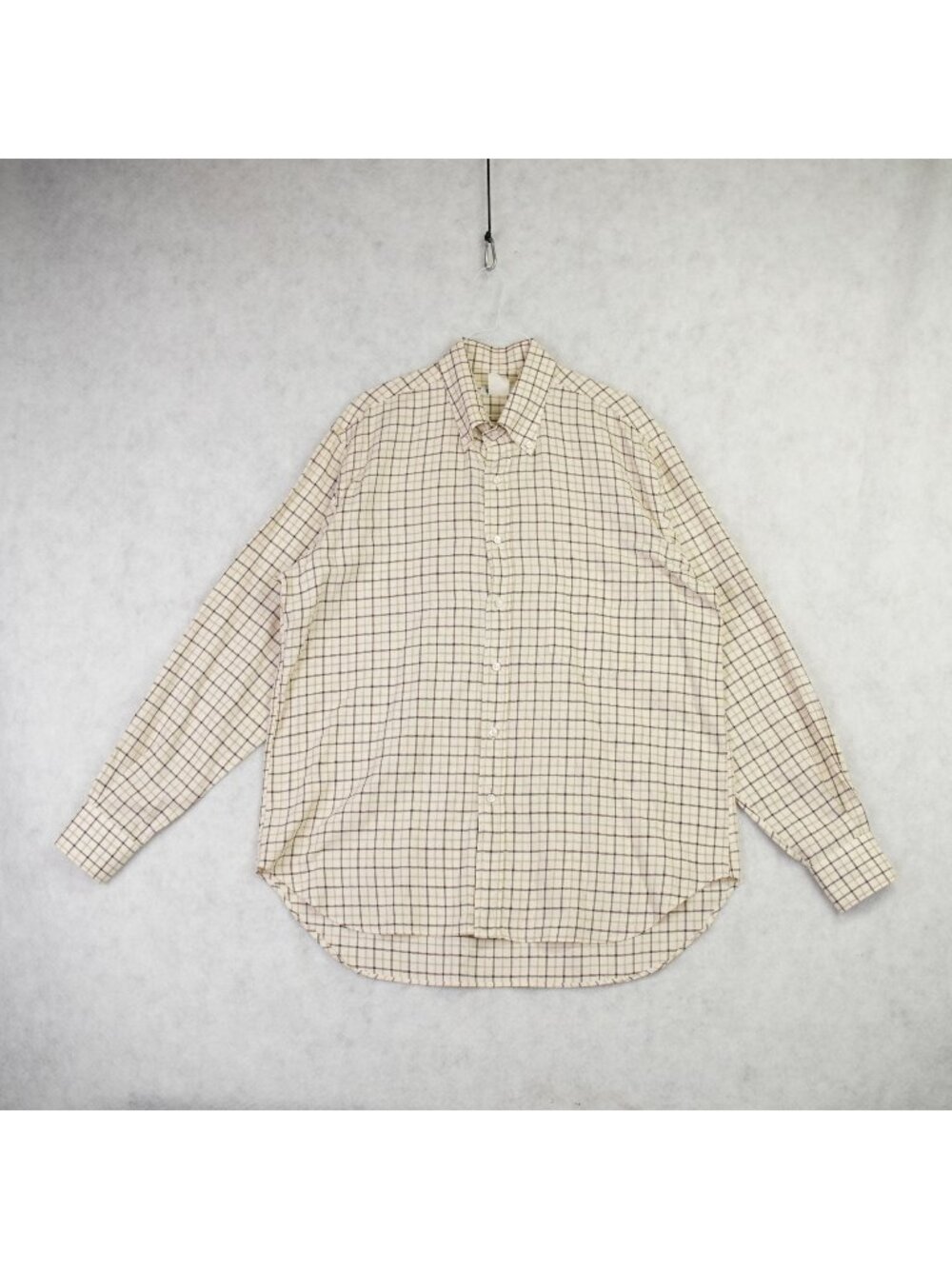 Loro Piana Mens Plaid Cotton Wool Blend Button Down Shirt Size XL Made Italy EUC